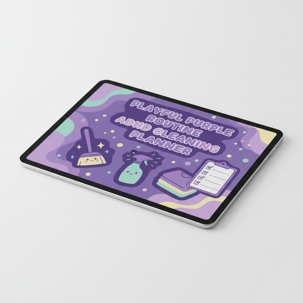 Playful Purple ADHD Friendly Routine Cleaning Planner