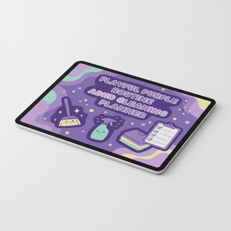 Playful Purple ADHD Friendly Routine Cleaning Planner