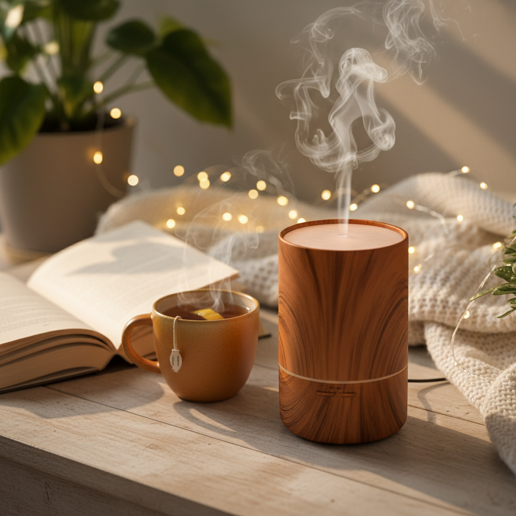 Wood Grain Essential Oil Diffuser Lifestyle